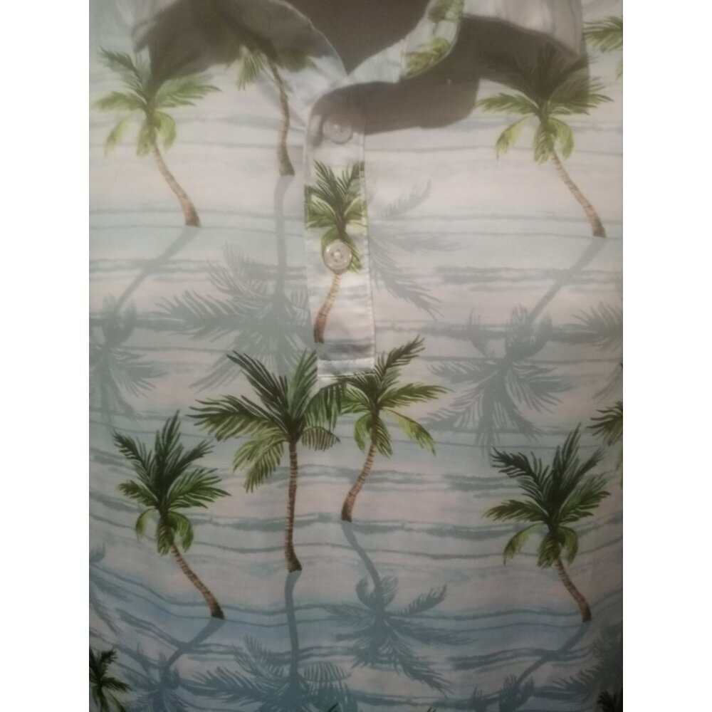 Yatta Golf Polo Shirt Mens Size XL Blue Green Floral Hawaiian Short Sleeve - Picture 5 of 12